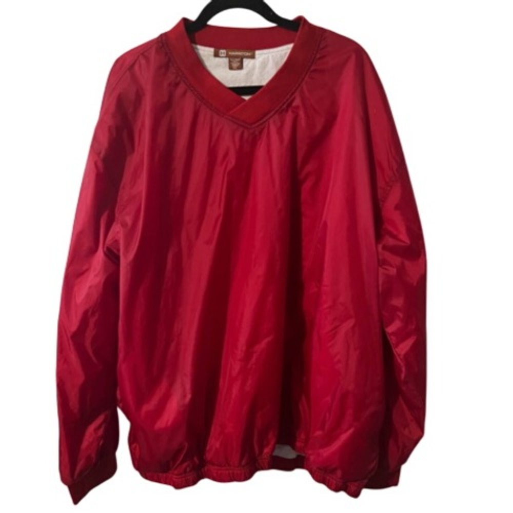 Harriton‎ Men's Pullover Red Long Sleeve V Neck Cotton Lining Size 3X Sports